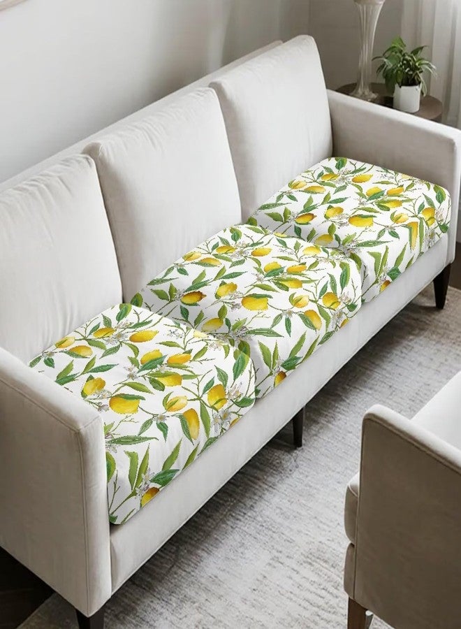Psesaysky Stretch Individual Seat Cushion Covers Vintage Lemon Sofa Cover Couch Cushion Cover Slipcover Sets Soft Washable Fabric (3 Piece Sofa Cushion Covers - Image 2